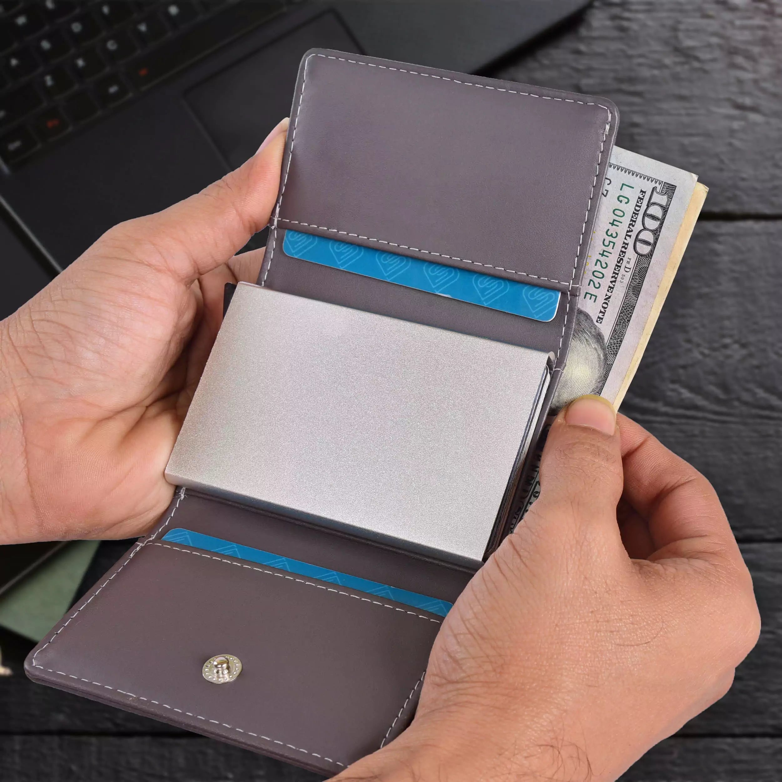 Vanguard Smart RFID Leather Wallet - Grey