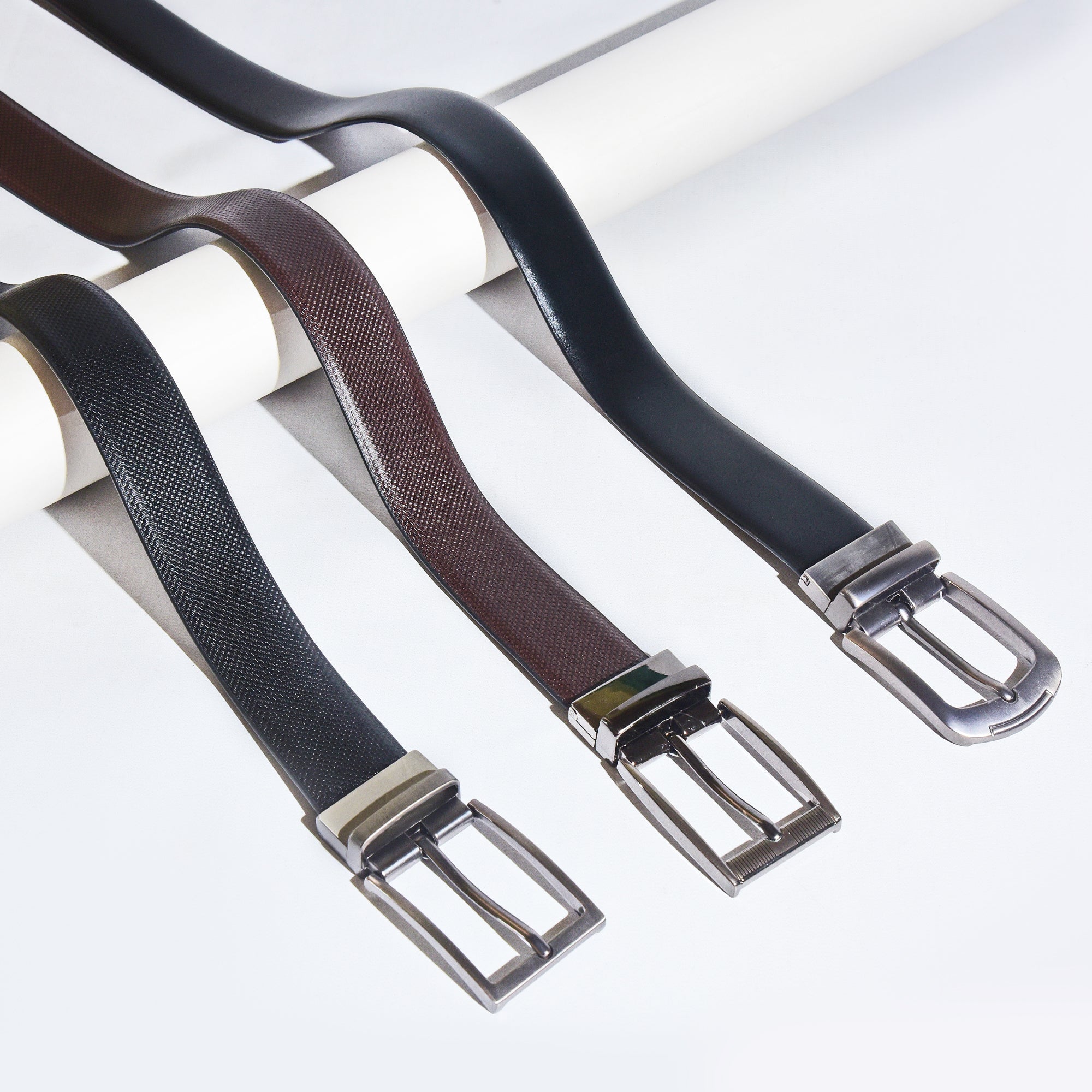 Viper DualEdge Reversible Leather Belt with Shining Grey Buckle – Ethical & Elegant